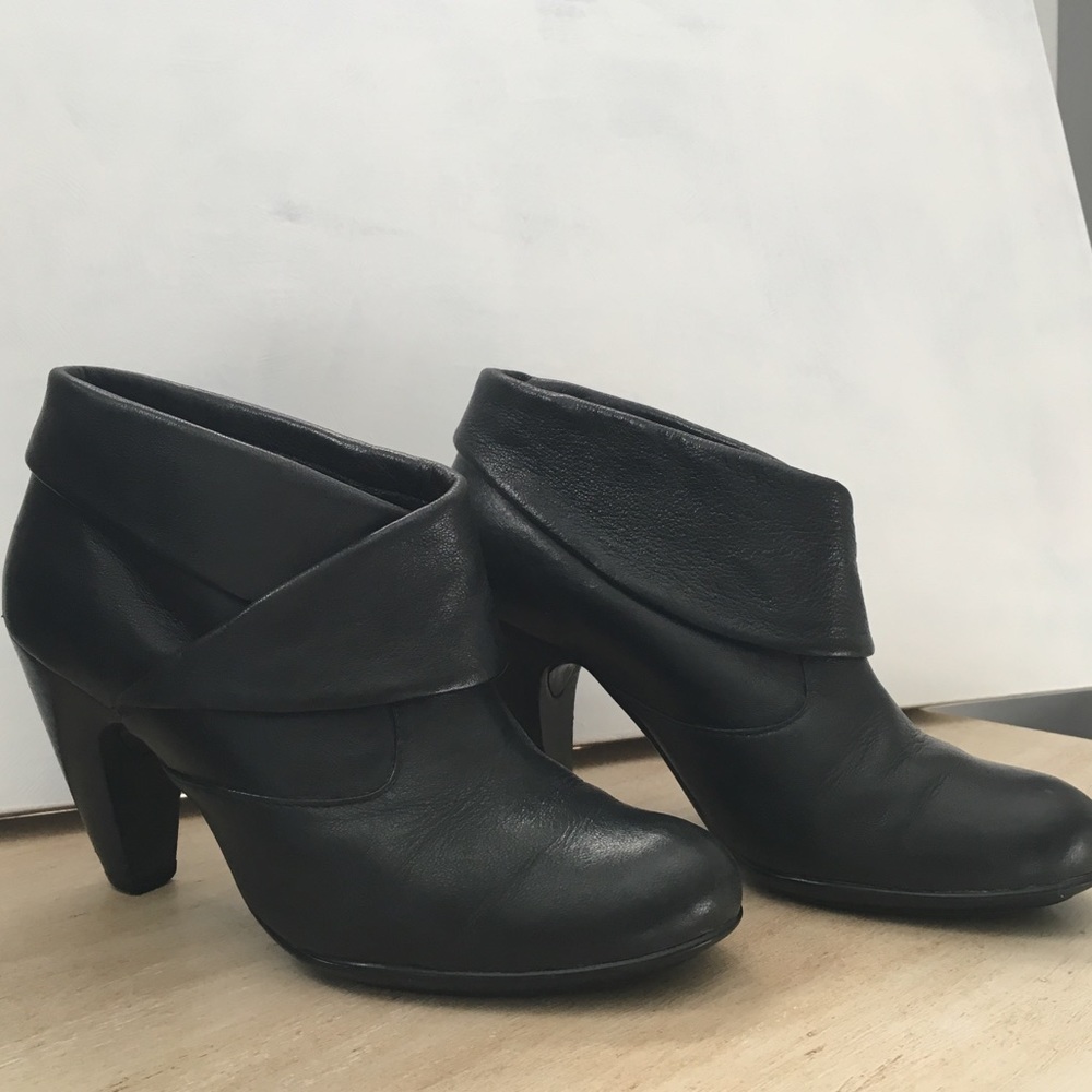 Black leather booties